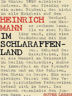 cover image of Im Schlaraffenland--Roman unter feinen Leuten